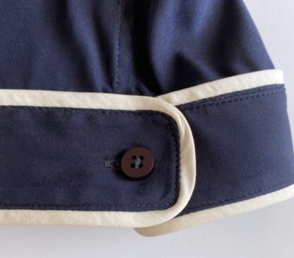Zac Posen women's blue silk blouse sleeve button detail
