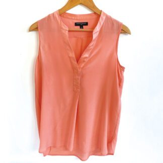 Full front view of a vintage Banana Republic women's coral silk tank