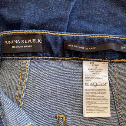 Banana Republic wideleg crops with view of inside waistband showing size and material labels