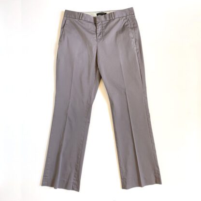 Full front view of Banana Republic cotton trousers in gray