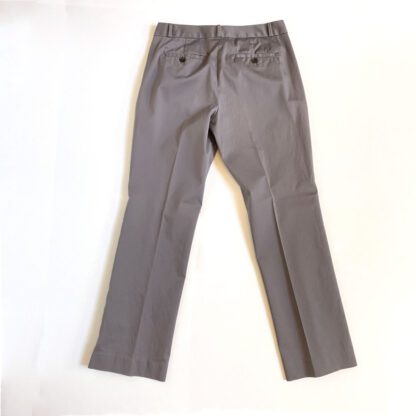 View of the back of a pair of Banana Republic cotton trousers in gray back view
