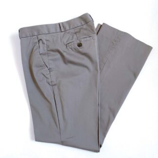 Banana Republic cotton trousers in gray, shown flat with the front slant pocket and back pocket visible