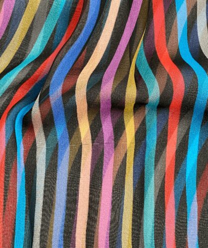 close-up view of an Equipment striped silk blouse