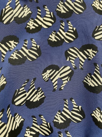 close up view of the pattern for a J.Crew silk blouse in a zebra print